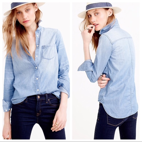 J. Crew Tops - J. CREW Chambray “Always” Tailored Shirt